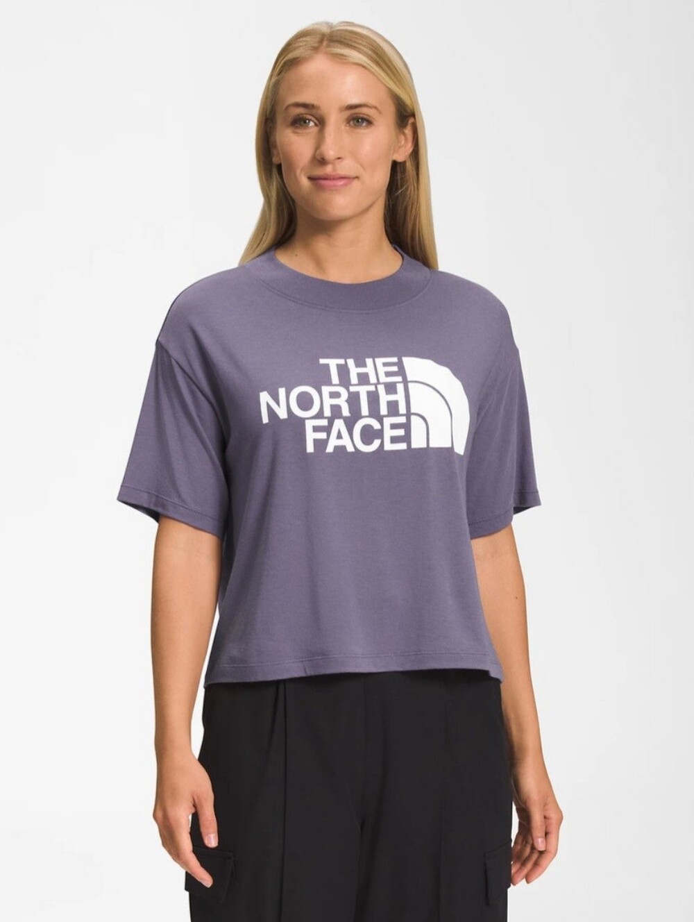 The North Face "Half Dome Crop Tee" Shirt Logo Purple | Women's Size L